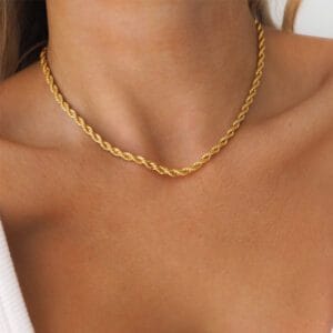 Gold Rope Chain Necklace | Twisted Classic Collarbone Statement
