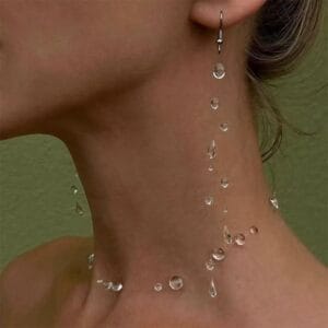 Silver Clear Crystal Raindrop Earring | Water Drop