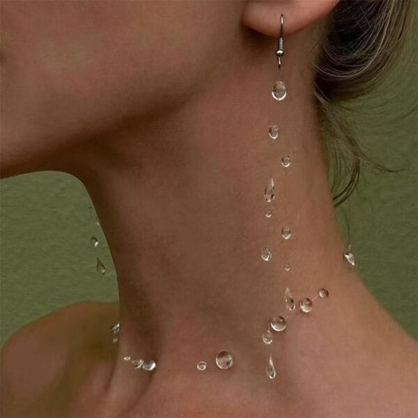 Silver Clear Crystal Raindrop Earring  | Water Drop