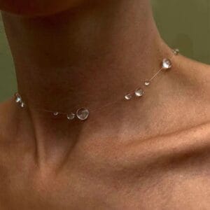 Clear Crystal Raindrop Choker Necklace | Water Drop Illusion Chain