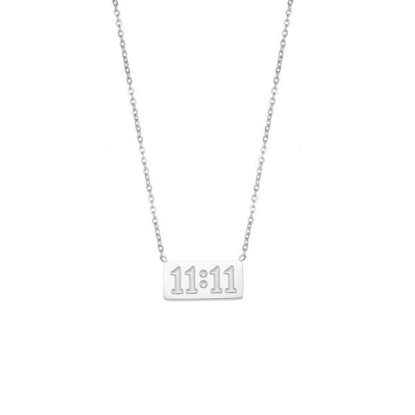 11:11 Angel Number Necklace - Silver Stainless Steel Pendant