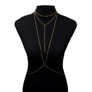 Gold Layered Body Chain Necklace - Stainless Steel Beaded Body Jewelry