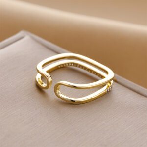 Chic Adjustable Gold Layered Ring with Pave CZ Stones