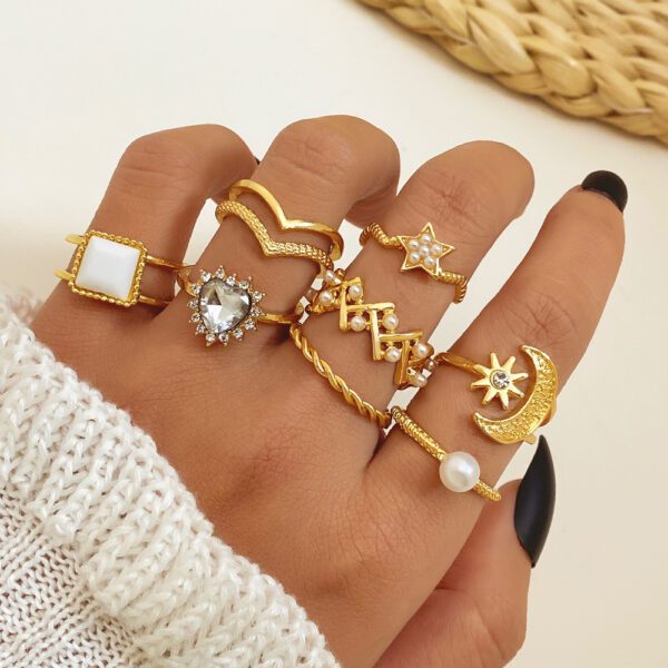 1777270740865912832 8PC Gold Stackable Rings Set for Women - Celestial & Pearl Design