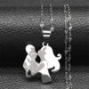 Silver Mother Child Pendant Necklace | Loving Silhouette Chain
