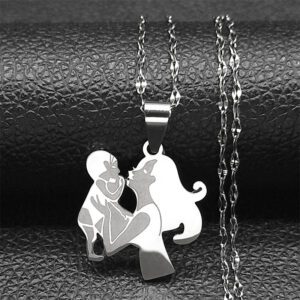 Silver Mother Child Pendant Necklace | Loving Silhouette Chain