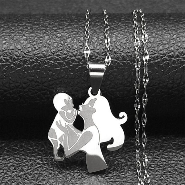 1893154652384530432 Silver Mother Child Pendant Necklace | Loving Silhouette Chain