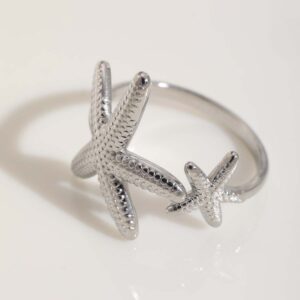 Chic Silver Starfish Ring - Stainless Steel Coastal Ocean Jewelry