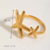 Adjustable Gold Starfish Ring - Stainless Steel Ocean Jewelry