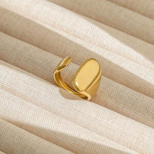 Modern Gold Open Ring - Adjustable Stainless Steel Statement Jewelry