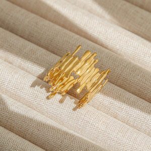 Textured Gold Plated Ring - Abstract Stainless Steel Statement Jewelry