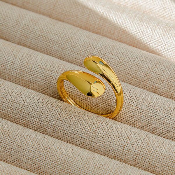 1920366252656824320 Gold Teardrop Adjustable Ring - Stainless Steel Minimalist Jewelry