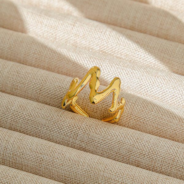 Modern Wavy Gold Ring - Stainless Steel Abstract Design
