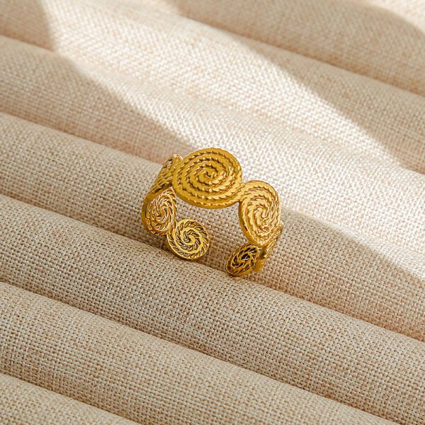 Adjustable Gold Spiral Ring - Stainless Steel Statement Jewelry