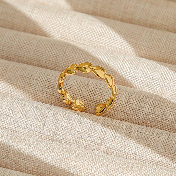 1920367413329793024 Adjustable Gold Heart Ring - Dainty Stainless Steel Jewelry