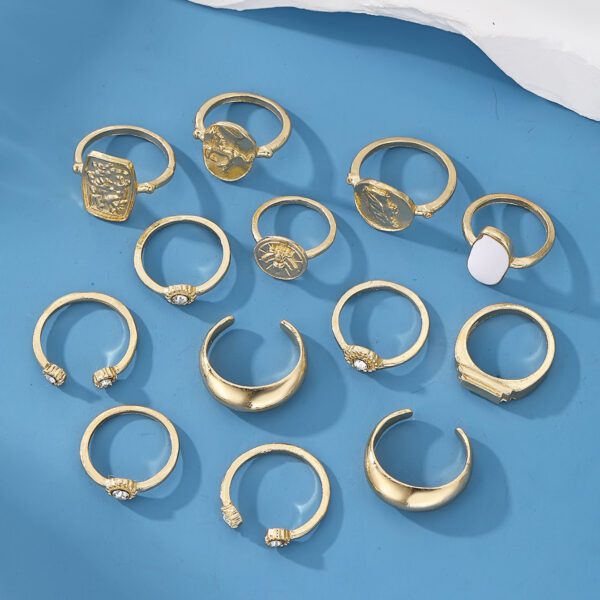Gold Stackable Rings Set - Boho Vintage Fashion Jewelry