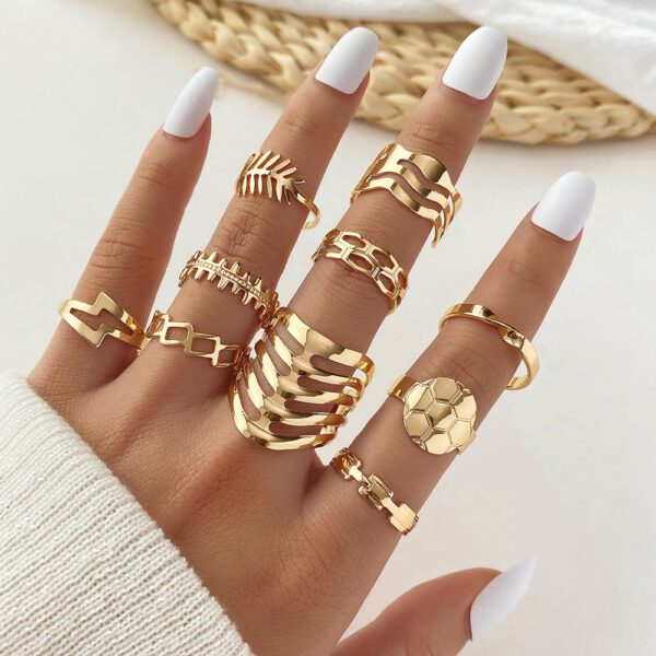 Gold Boho Stackable Ring Set - Stainless Steel Geometric Knuckle Rings