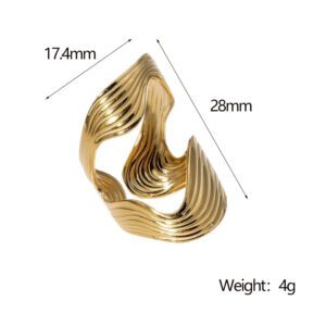 Wavy Ribbed Gold Ring | Statement Stainless Steel Jewelry