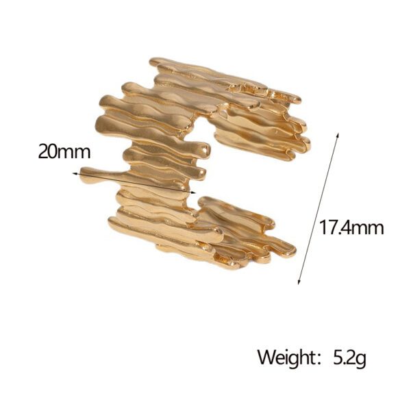 Gold Wave Cuff Ring | Wide Sculptural Liquid Ripple Open Band