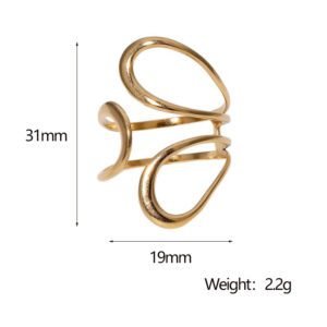Modern Abstract Gold Stainless Steel Ring