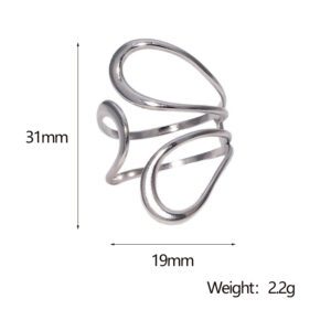 Silver Abstract Stainless Steel Open Ring - Modern Statement Jewelry