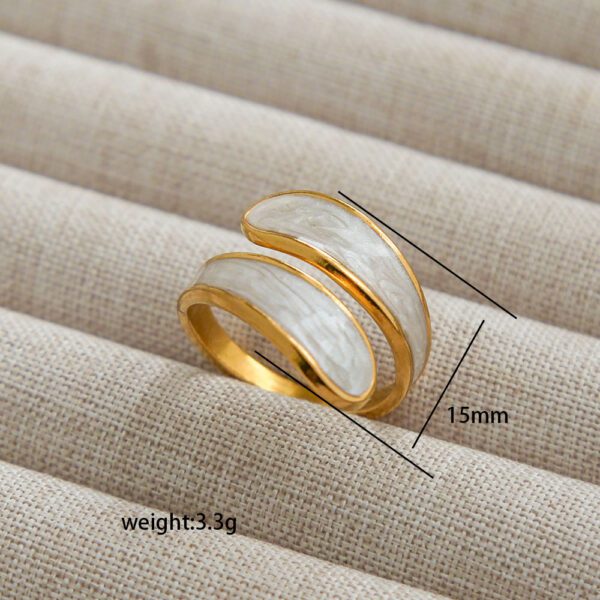 1932064995139522560 Gold White Pearl Wrap Ring | Double Layer Shell Shimmer Cuff Band