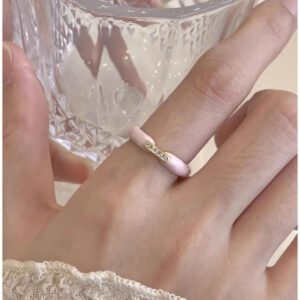 Blush Pink & Gold Chevron Crystal Pavé Band Ring