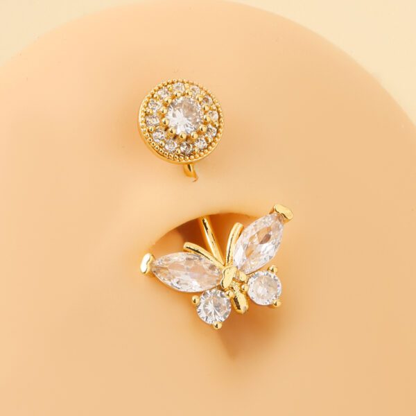 Dazzling Gold Butterfly Navel Ring - Sparkling CZ Belly Piercing