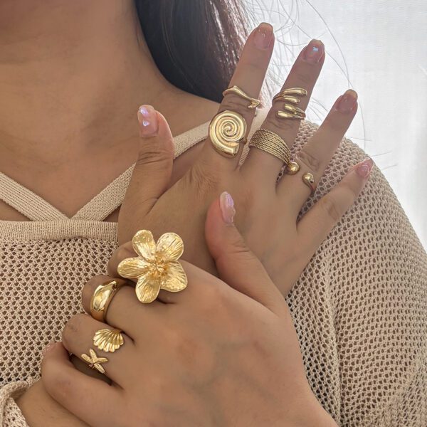 Chunky Gold Rings Set | Stackable Stainless Steel Fashion Jewelry