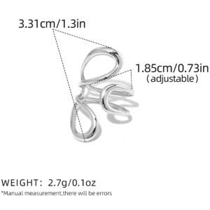 Adjustable Silver Tone Stainless Steel Ring- Modern Design