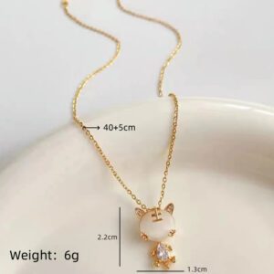 Cute Gold Cat/Tiger Pendant Necklace - Stainless Steel Animal Jewelry