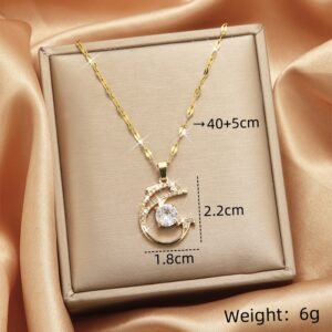 Sparkling Gold Dolphin Necklace - Stainless Steel Zircon Pendant