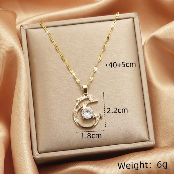 Sparkling Gold Dolphin Necklace - Stainless Steel Zircon Pendant