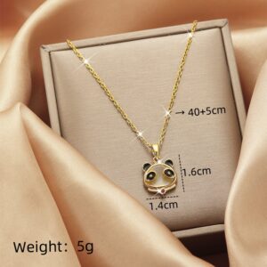 Cute Gold Panda Necklace - Dainty Stainless Steel Animal Pendant