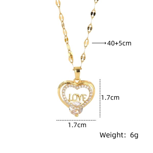 1960157265457713152 Gold Love Heart Pendant Necklace - Delicate Chain Stainless Steel
