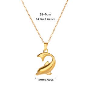 Gold Dolphin Pendant Necklace | Sculpted Leaping Ocean Charm Chain