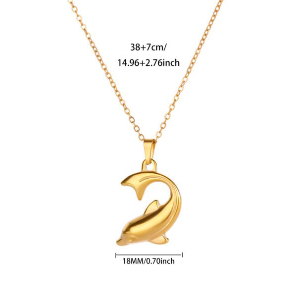 Gold Dolphin Pendant Necklace | Sculpted Leaping Ocean Charm Chain