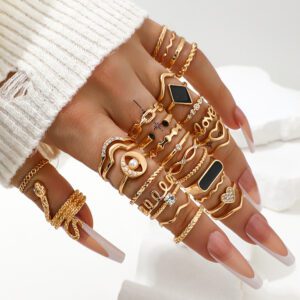Gold Stackable Ring Set | Boho Midi & Knuckle Rings for Women